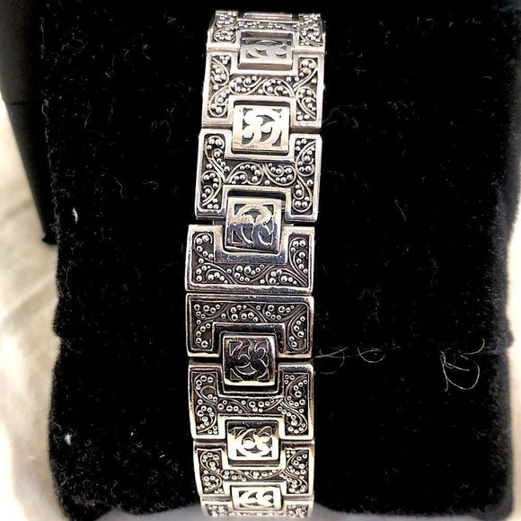 LOIS HILL Watch Square Face Alternating Links Sterling Silver Bracelet Band - Picture 13 of 17